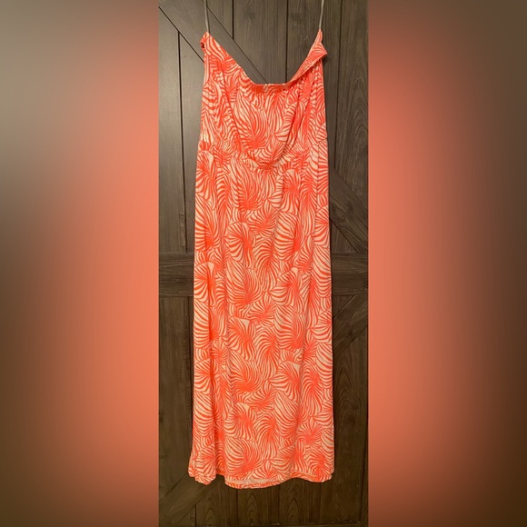 GAP Neon Pink and White Leaf print Maxi dress with pockets, NWT, sz XL - Picture 6 of 7